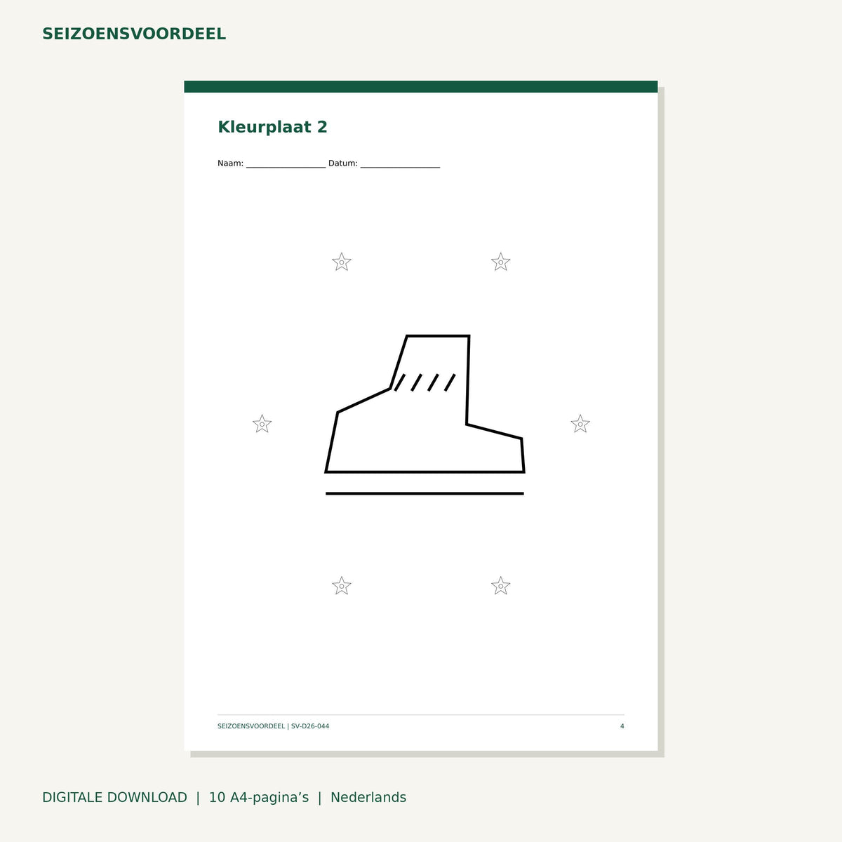 Sinterklaas kleurplaten - Schoenen | Nederlandse A4 PDF | Digitale download