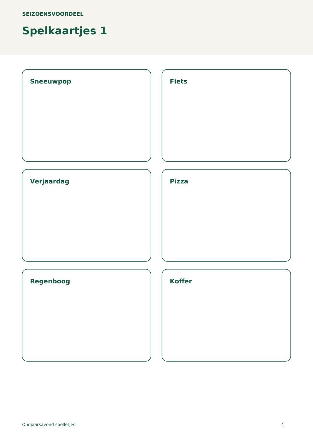 Oudjaarsavond spelletjes – printbare A4 PDF in het Nederlands – digitale download