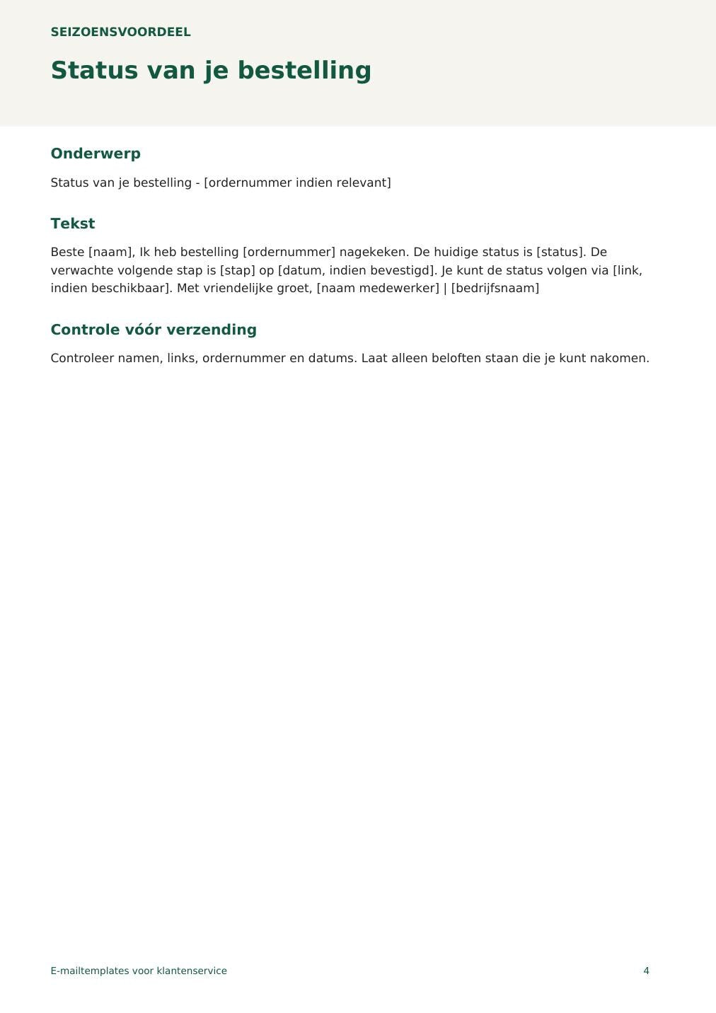 E-mailtemplates voor klantenservice – printbare A4 PDF in het Nederlands – digitale download