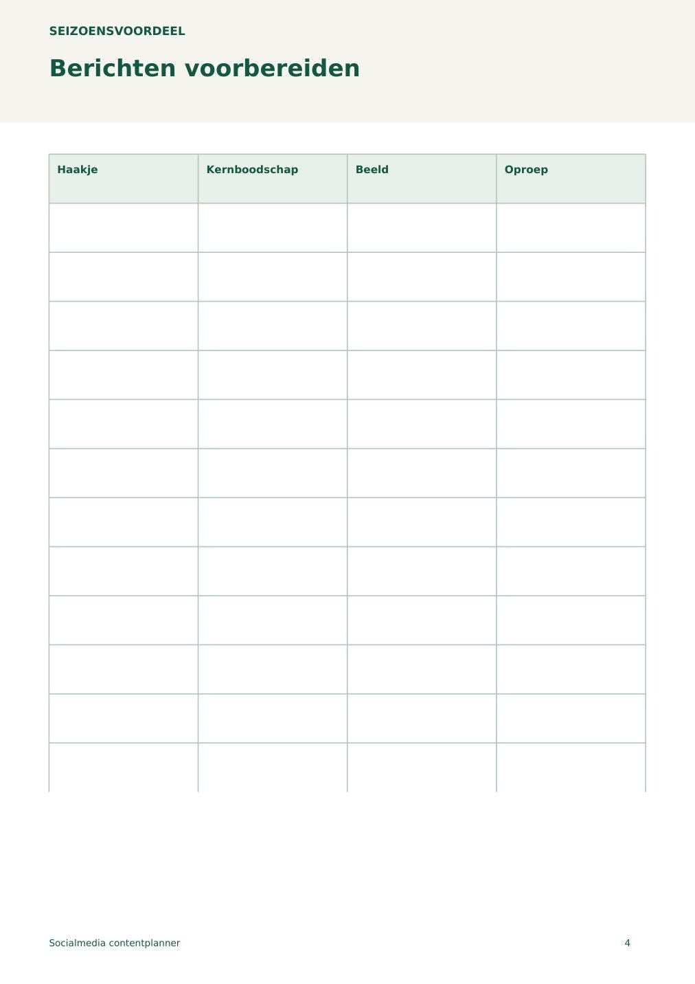 Socialmedia contentplanner – printbare A4 PDF in het Nederlands – digitale download