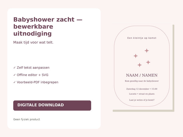 Babyshower zacht — bewerkbare uitnodiging hoofdfoto