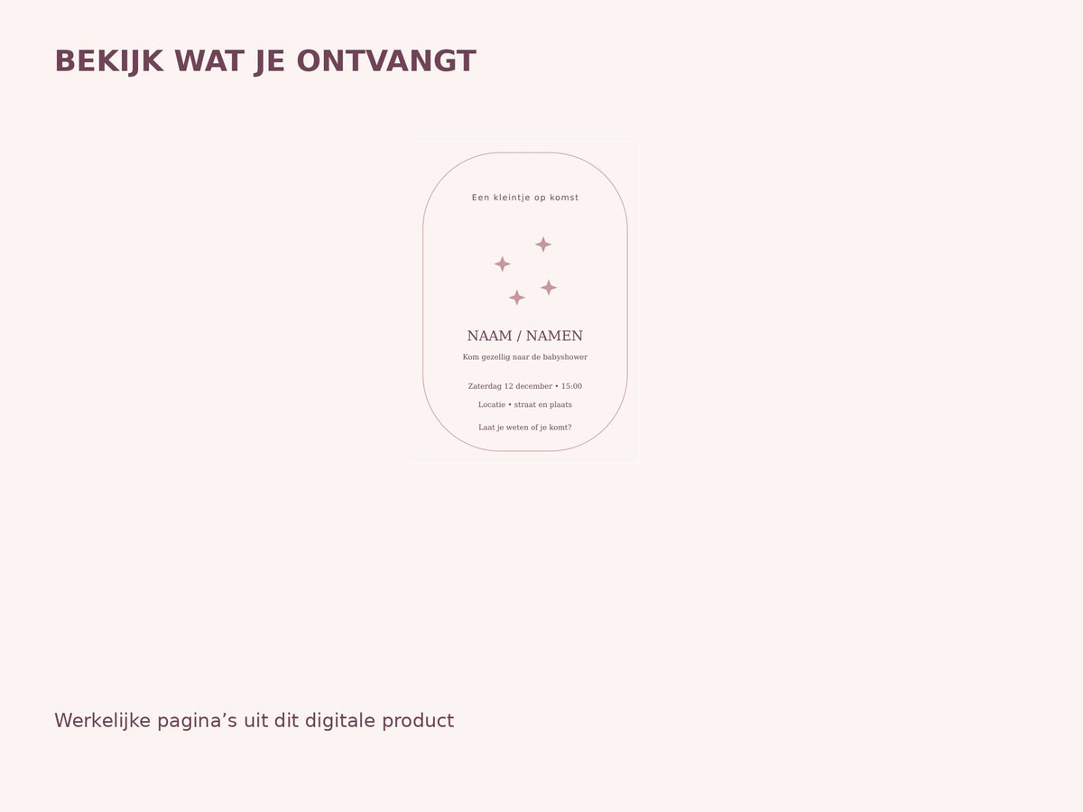 Babyshower zacht — bewerkbare uitnodiging inhoud