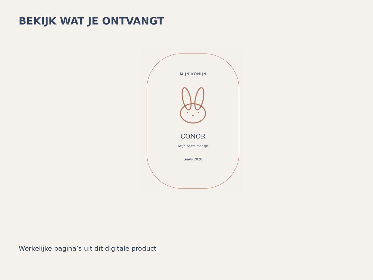Konijn — blauw — dierennaamprint inhoud