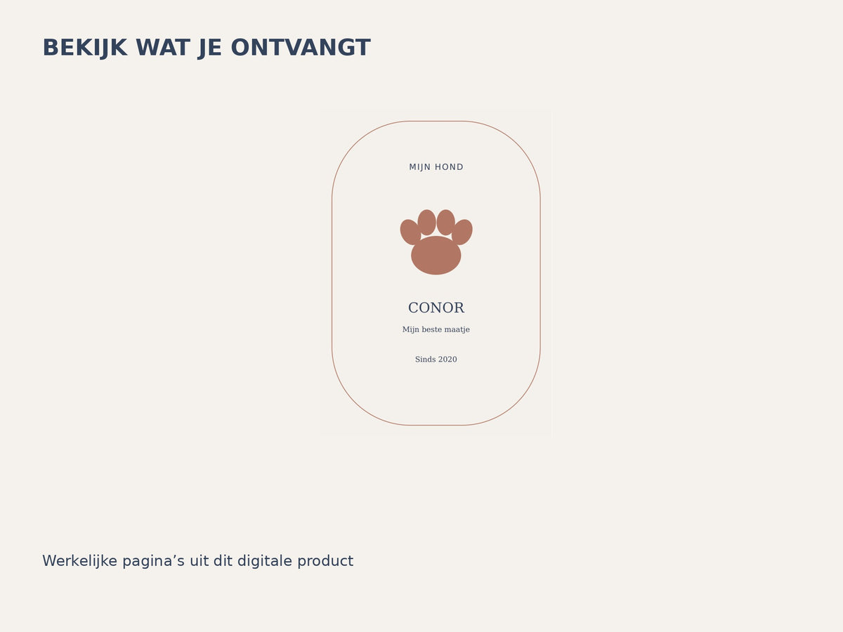 Hond — nachtblauw — dierennaamprint inhoud
