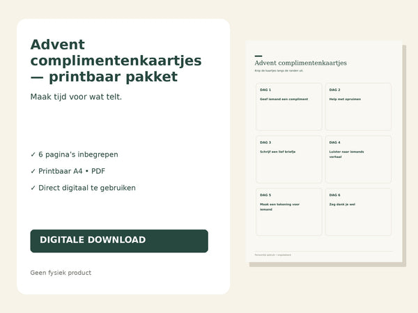 Advent complimentenkaartjes — printbaar pakket hoofdfoto