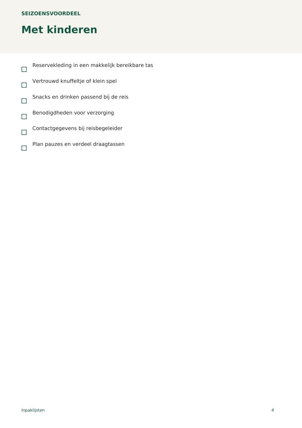 Inpaklijsten – printbare A4 PDF in het Nederlands – digitale download