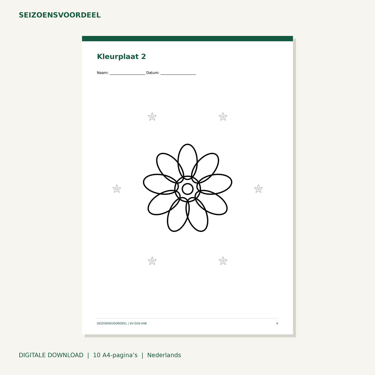 Sinterklaas kleurplaten - Pepernotenmandala | Nederlandse A4 PDF | Digitale download