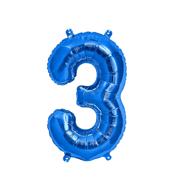 Ballon Folie Cijfer 3 Blauw 35cm