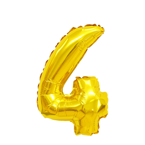 Ballon Folie Cijfer 4 Goud 45cm