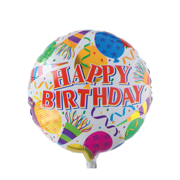 Ballon Folie Happy Birthday Wit Feest Ø46cm