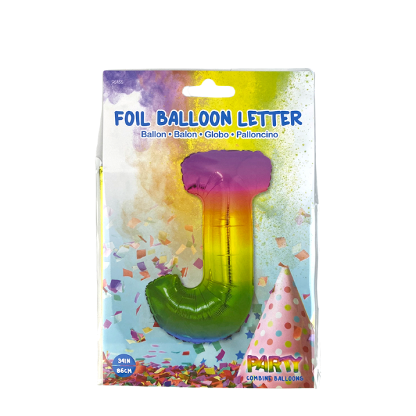 Ballon Folie Letter J Rainbow 86cm