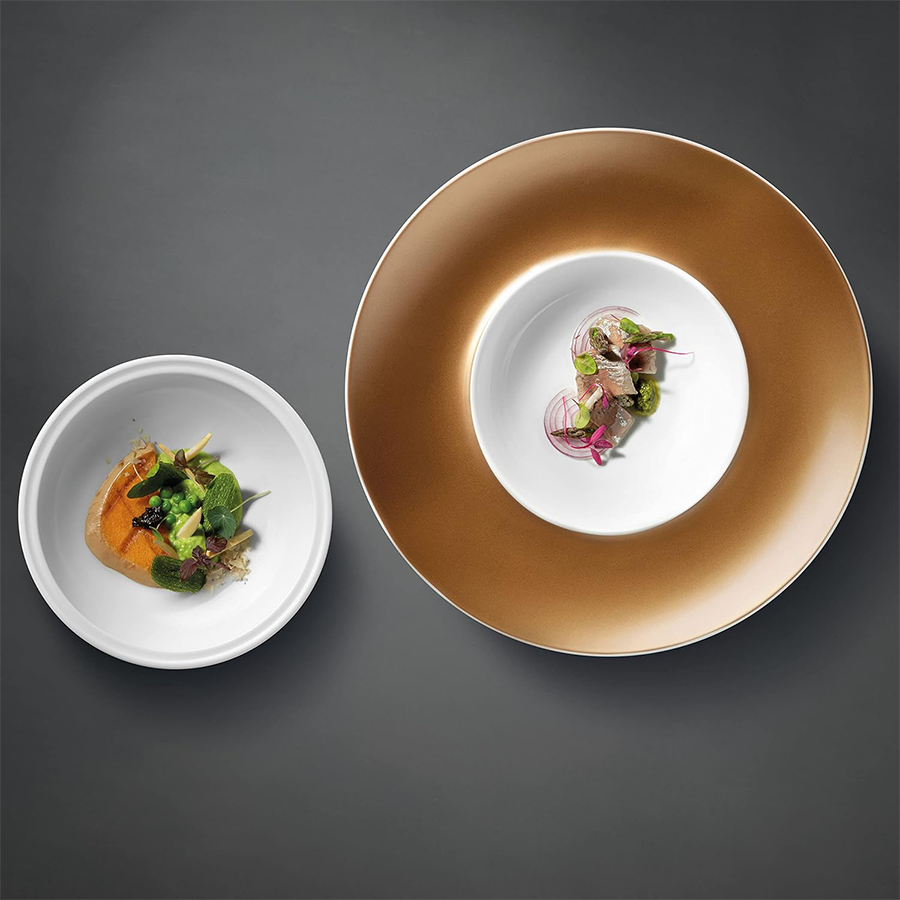BergHOFF GEM Presentatiebord En Kom Wit/Goud