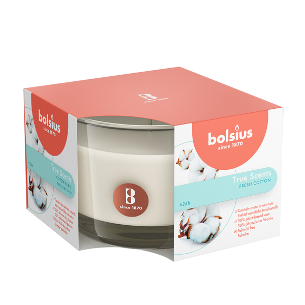 Bolsius Geurglas True Scents Fresh Cotton 63/90mm