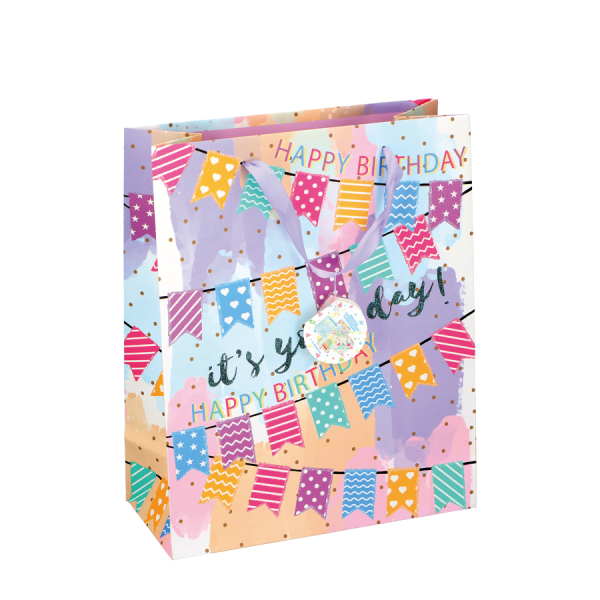 Cadeautas Happy Birthday Glitter Slinger 26x12x32cm
