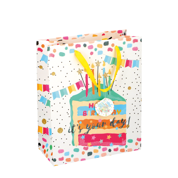 Cadeautas Happy Birthday Glitter Taart 26x12x32cm