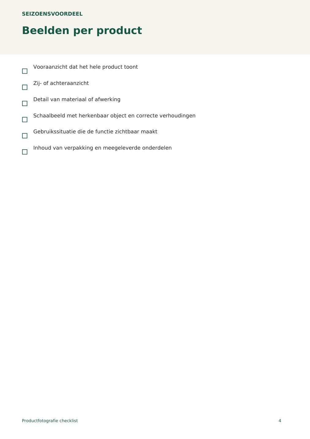 Productfotografie checklist – printbare A4 PDF in het Nederlands – digitale download
