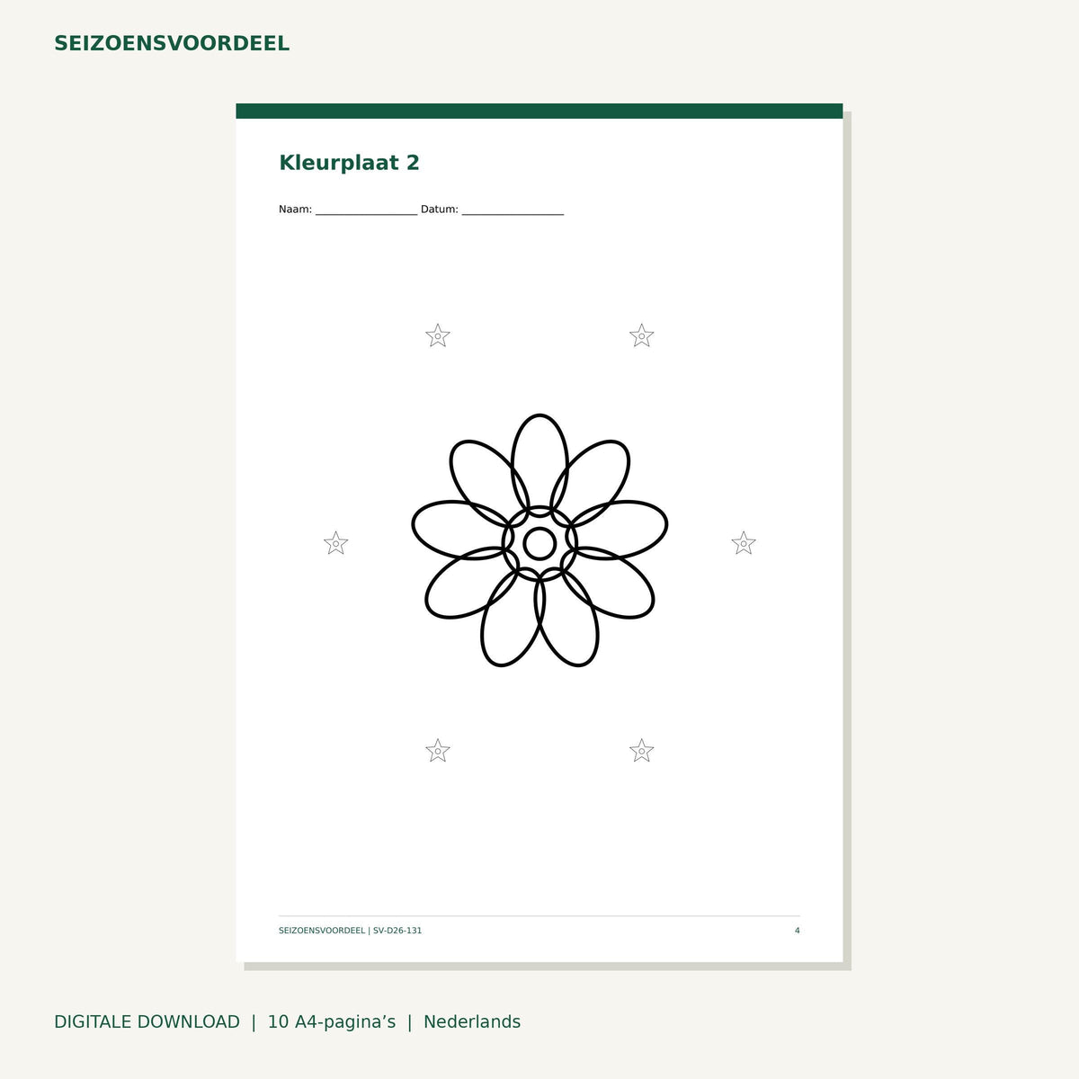 Bloemenmandala kleurboek | Nederlandse A4 PDF | Digitale download