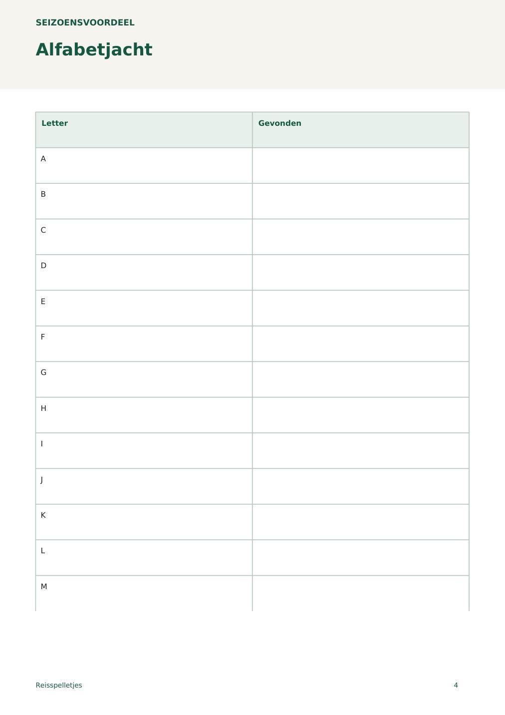 Reisspelletjes – printbare A4 PDF in het Nederlands – digitale download