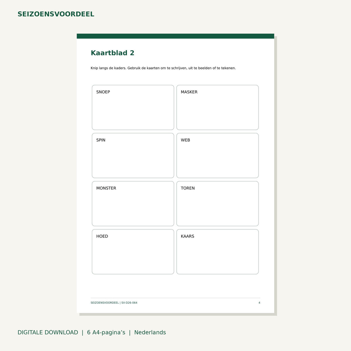 Halloween uitbeeldspel | Nederlandse A4 PDF | Digitale download