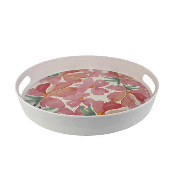 Excellent Houseware Dienblad Bloemen Design 3 Ø30x4cm