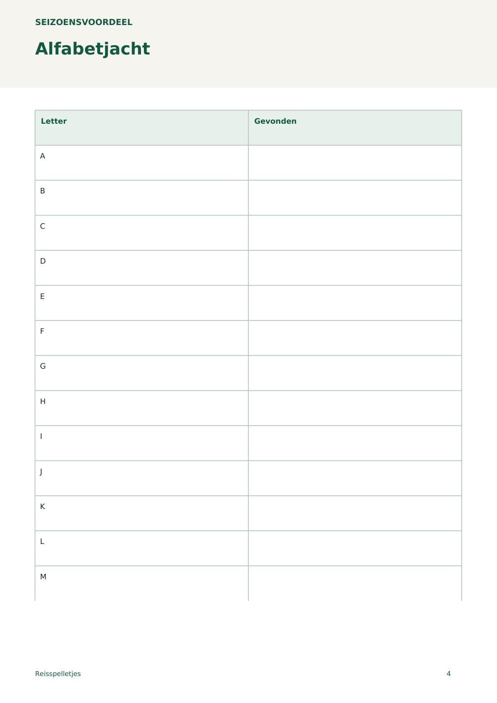Reisspelletjes – printbare A4 PDF in het Nederlands – digitale download