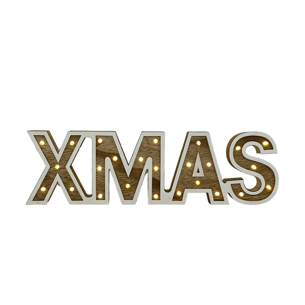 H&S Letters Hout LED Xmas 25LED 38cm