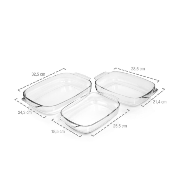 Sänger Ovenschaalset Glas Rechthoekig 3-delig