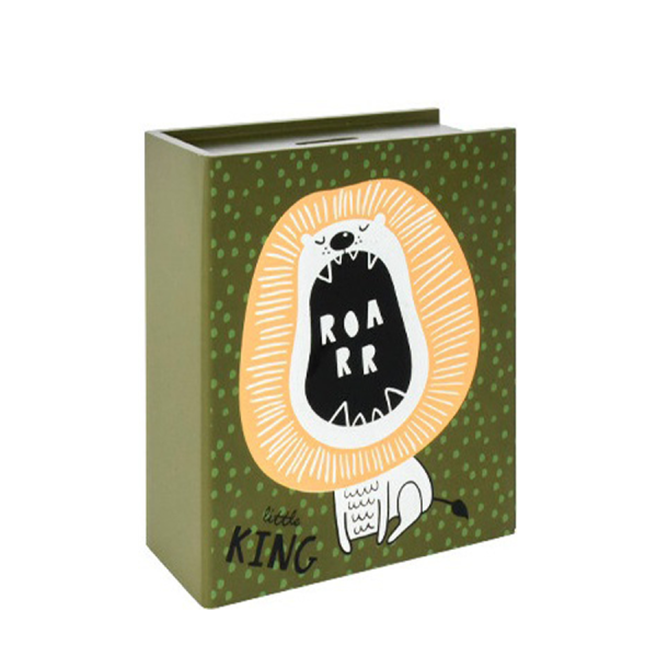 Spaarpot Hout Boek Leeuw