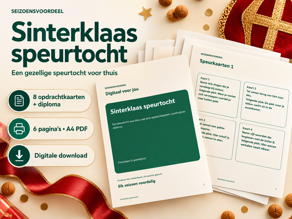 Sinterklaas speurtocht – printbare A4 PDF, digitale download