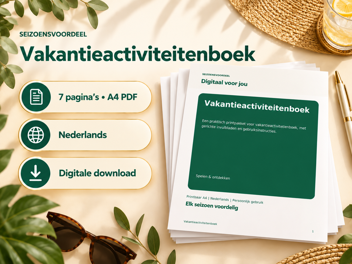 Vakantieactiviteitenboek – printbare A4 PDF, digitale download