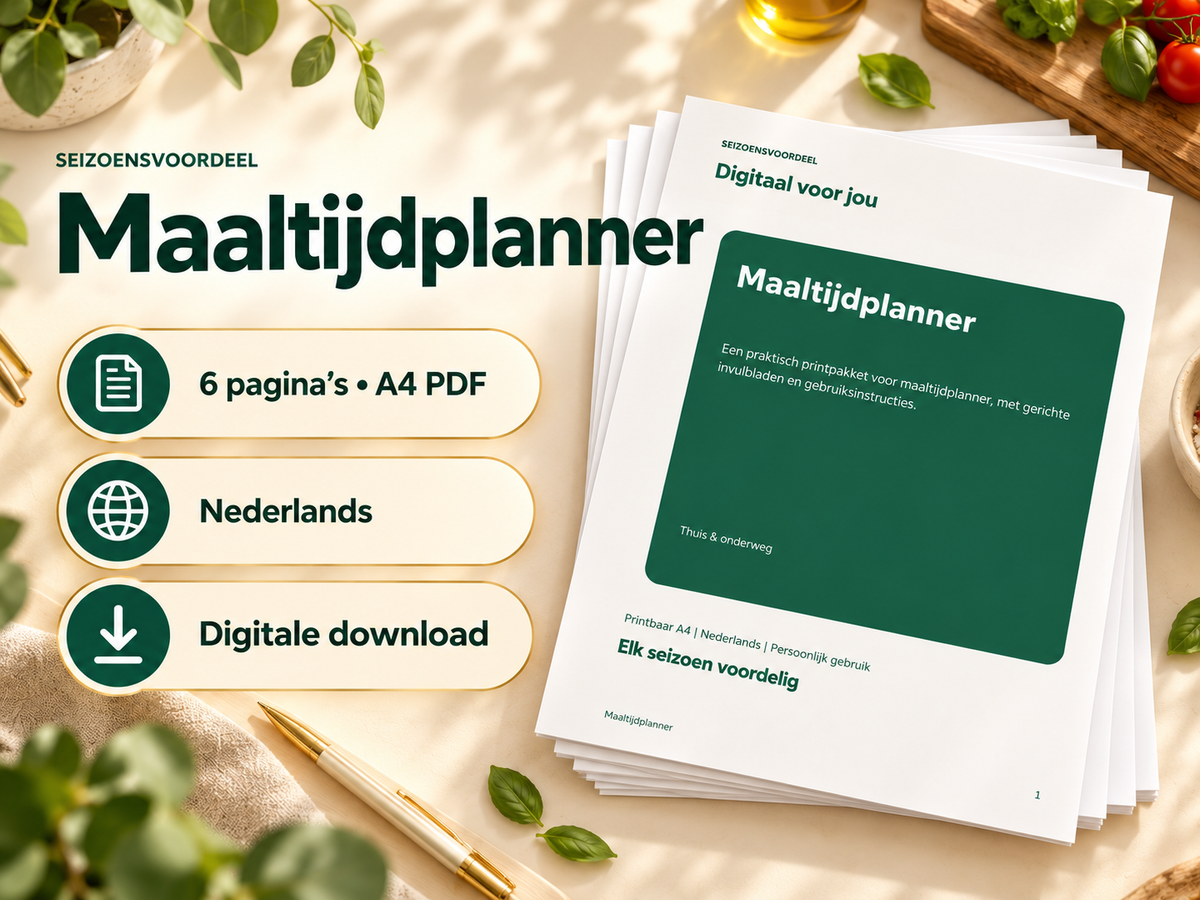 Maaltijdplanner – printbare A4 PDF, digitale download