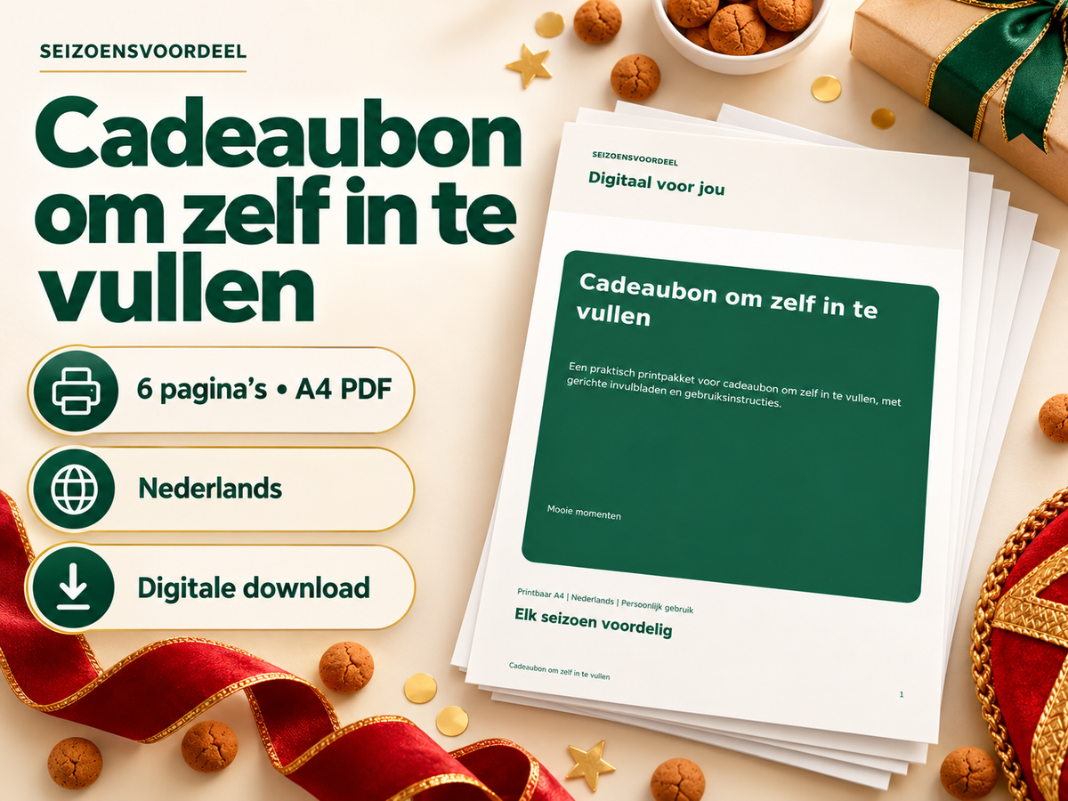 Cadeaubon om zelf in te vullen – printbare A4 PDF, digitale download