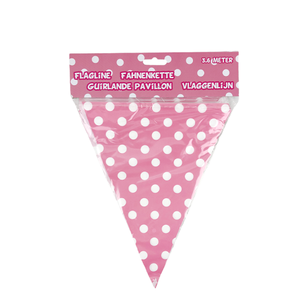 Vlaggenlijn Happy Birthday Roze 360cm