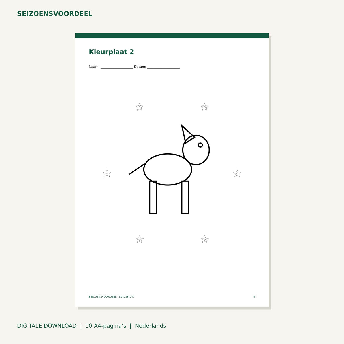 Sinterklaas kleurplaten - Paarden | Nederlandse A4 PDF | Digitale download