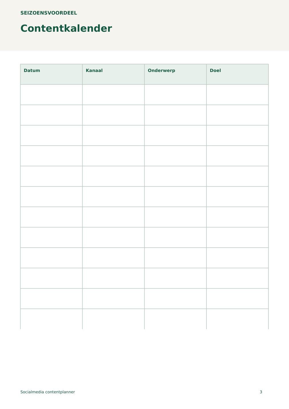 Socialmedia contentplanner – printbare A4 PDF in het Nederlands – digitale download