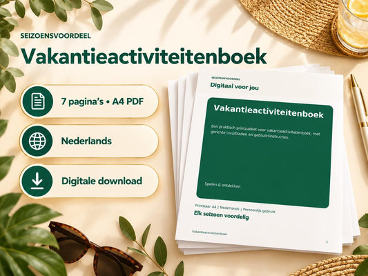 Vakantieactiviteitenboek – printbare A4 PDF in het Nederlands – digitale download