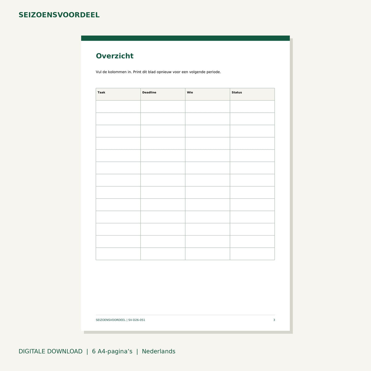 Halloween feestplanner | Nederlandse A4 PDF | Digitale download