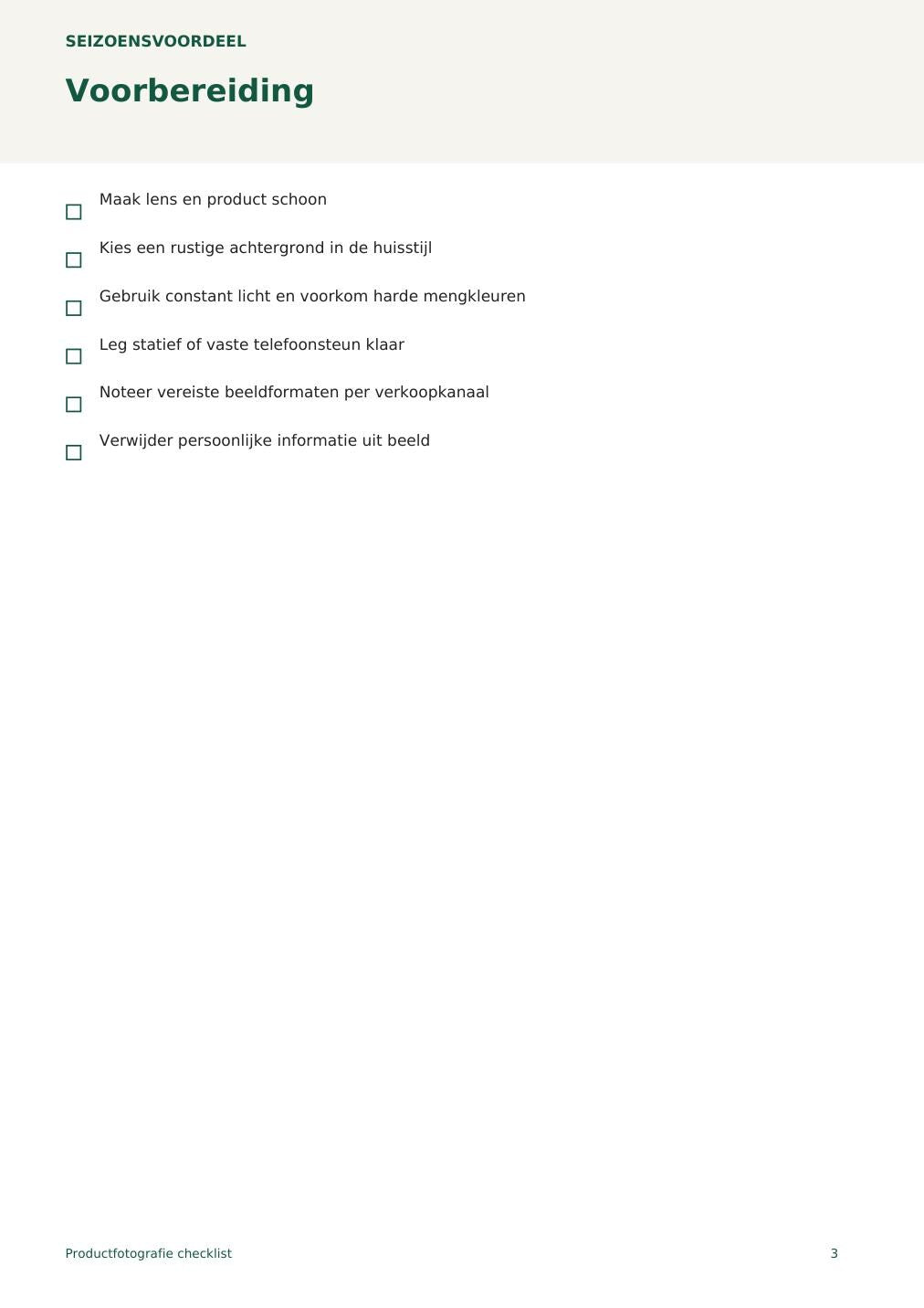 Productfotografie checklist – printbare A4 PDF in het Nederlands – digitale download