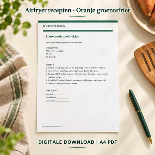 Airfryer recepten - Oranje groentefriet | Nederlandse A4 PDF | Digitale download