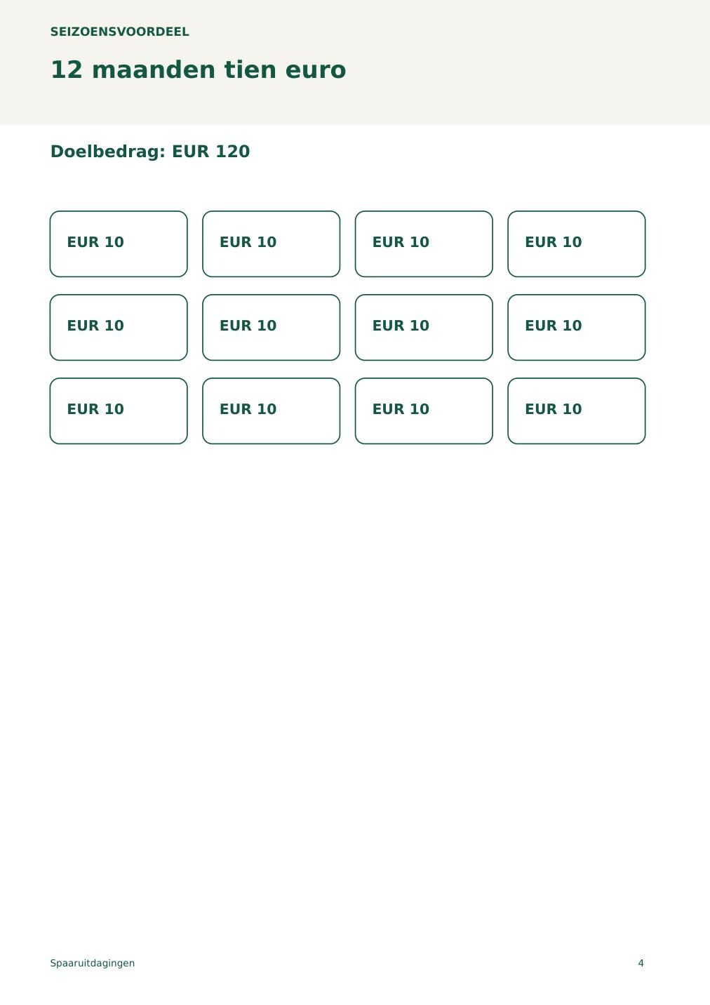 Spaaruitdagingen – printbare A4 PDF in het Nederlands – digitale download