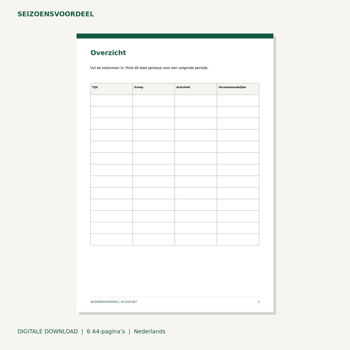 Sinterklaas klasfeest planner | Nederlandse A4 PDF | Digitale download