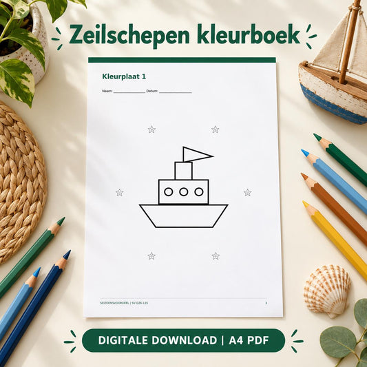 Zeilschepen kleurboek | Nederlandse A4 PDF | Digitale download