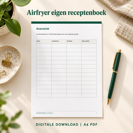 Airfryer eigen receptenboek | Nederlandse A4 PDF | Digitale download