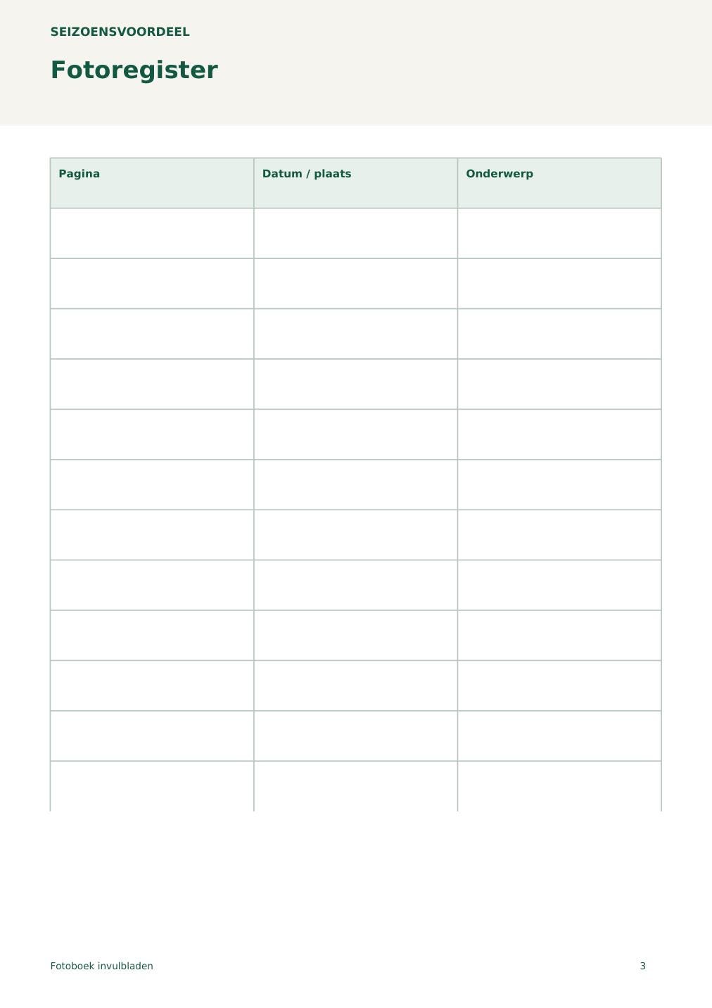 Fotoboek invulbladen – printbare A4 PDF in het Nederlands – digitale download