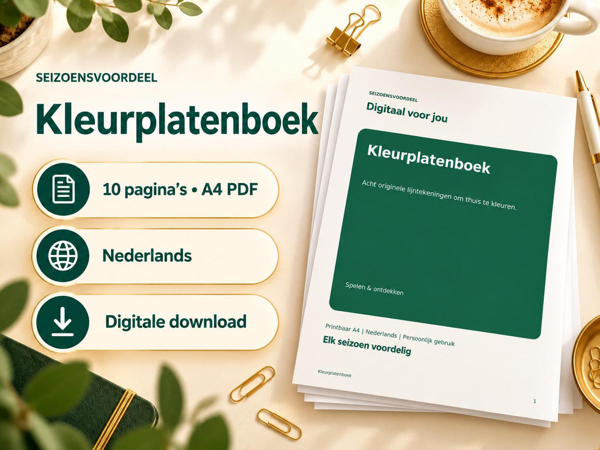 Kleurplatenboek – printbare A4 PDF in het Nederlands – digitale download