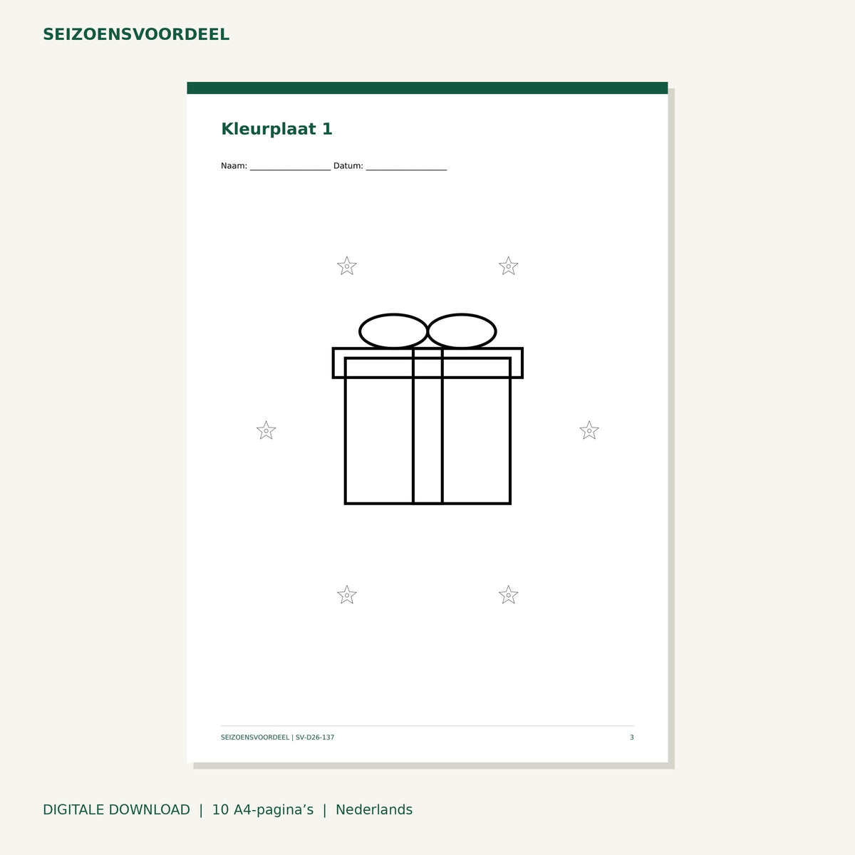 Cadeautjes kleurboek | Nederlandse A4 PDF | Digitale download