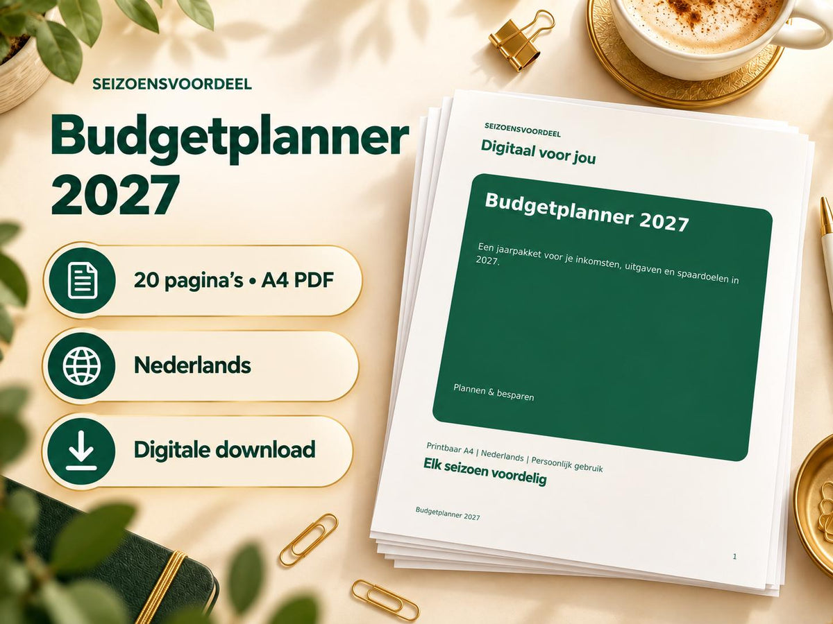 Budgetplanner 2027 – printbare A4 PDF in het Nederlands – digitale download