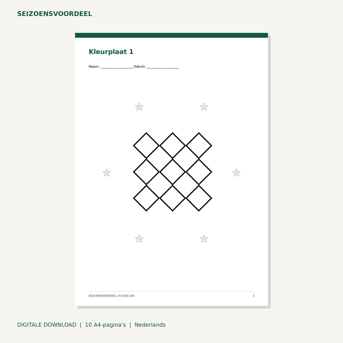 Geometrische tegels kleurboek | Nederlandse A4 PDF | Digitale download