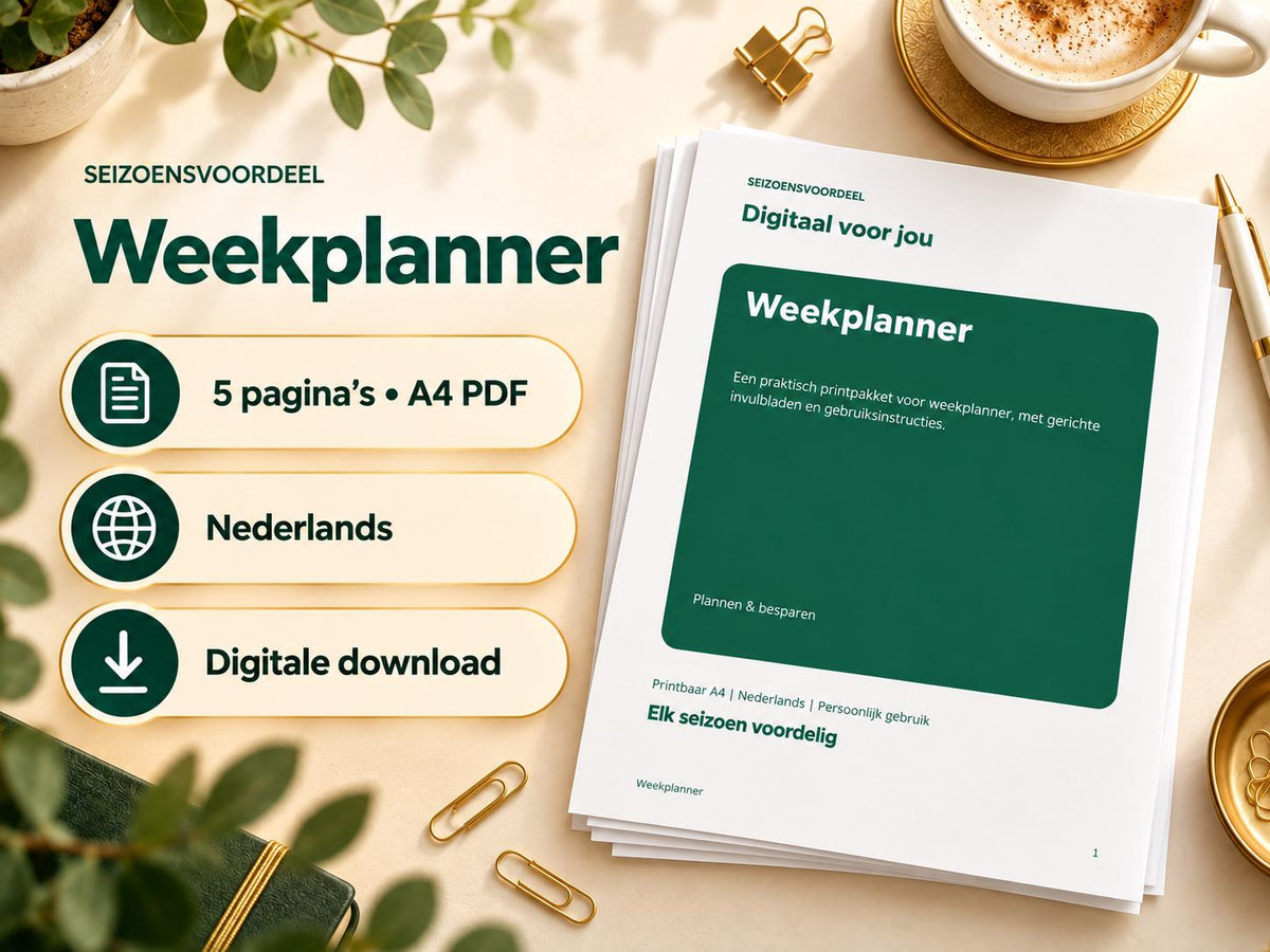 Weekplanner – printbare A4 PDF in het Nederlands – digitale download