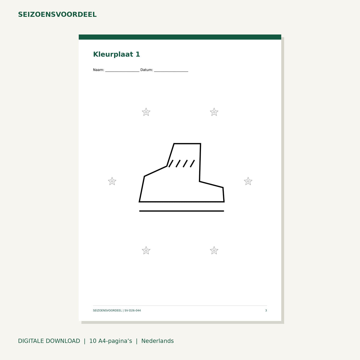 Sinterklaas kleurplaten - Schoenen | Nederlandse A4 PDF | Digitale download